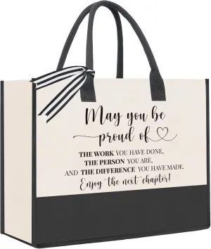 HEWBE Retirement Gifts Tote Bag, Farewell Gifts for Coworkers, Retirement Gifts for Women, New Beginnings Gifts for Women, Going Away Thank You Gifts for Coworkers Friends Boss, Large, Proud