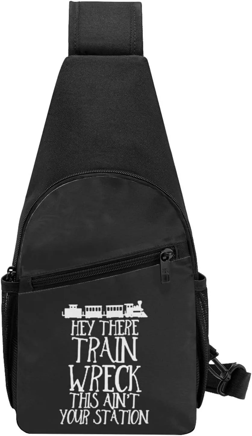 Hey There Train Wreck This Ain't Your Station Shoulder Bag Adjustable Leisure Travel Crossbody Shoulder Bag Unisex