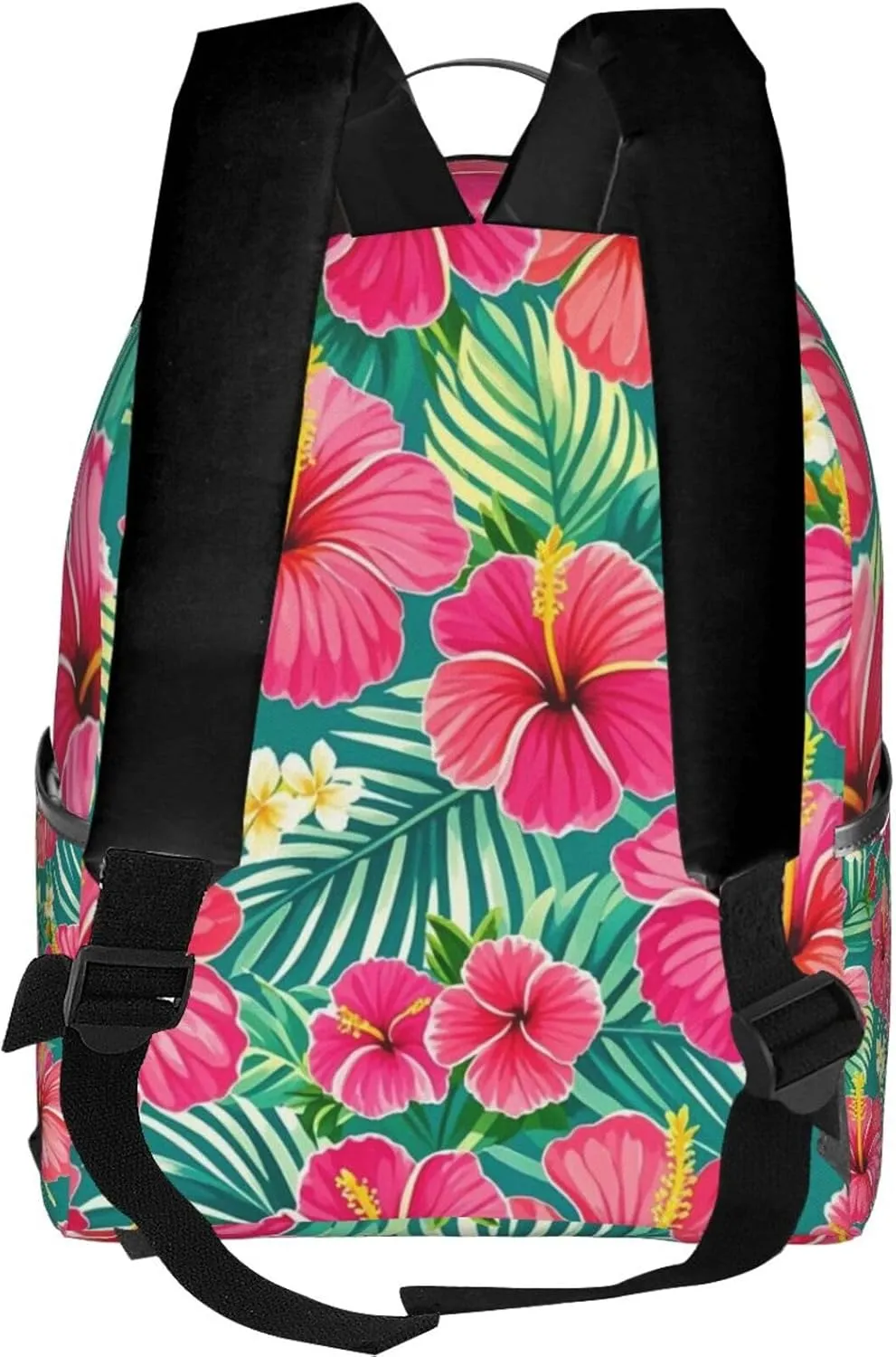 Hibiscus Flower Tropical Palm Leaf1 Adult Backpacks 14 Inch Laptop Backpack Double Shoulder Bag for Work Travel Gifts