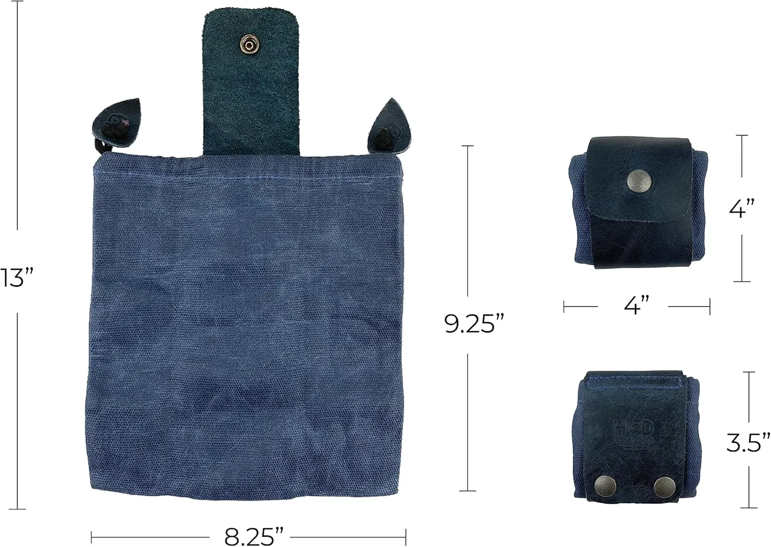 Hide & Drink, Foraging Pouch (Collapsible) for Hiking, Treasures & Seashells Bag, Easy Looping Around Belts, Grocery Storage, Waxed Canvas, Handmade