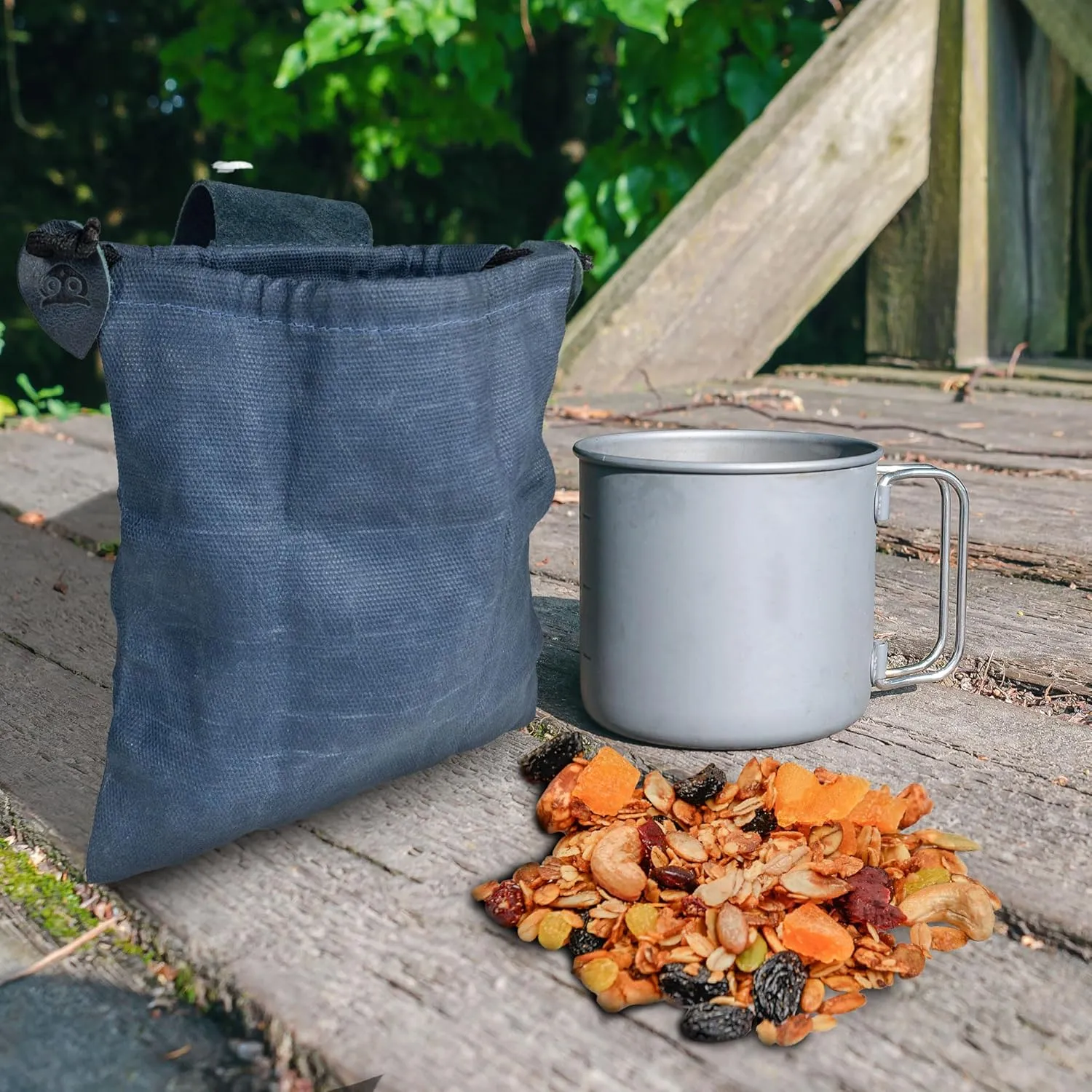 Hide & Drink, Foraging Pouch (Collapsible) for Hiking, Treasures & Seashells Bag, Easy Looping Around Belts, Grocery Storage, Waxed Canvas, Handmade