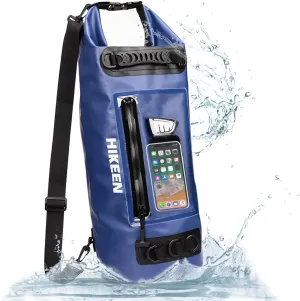 Hikeen IP68 Dry Bag Backpack Waterproof - Waterproof Zip Touch Screen Phone Case Keeps Gear Dry, Lightweight Roll Top Dry Bags Waterproof for Kayaking Boating Camping Beach Rafting with 3 D-Rings
