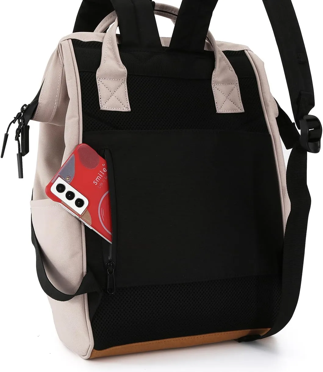 Himawari Travel School Backpack with USB Charging Port 15.6 Inch Doctor Work Bag for Women&Men College Students(124#-10# Cream, Regular)