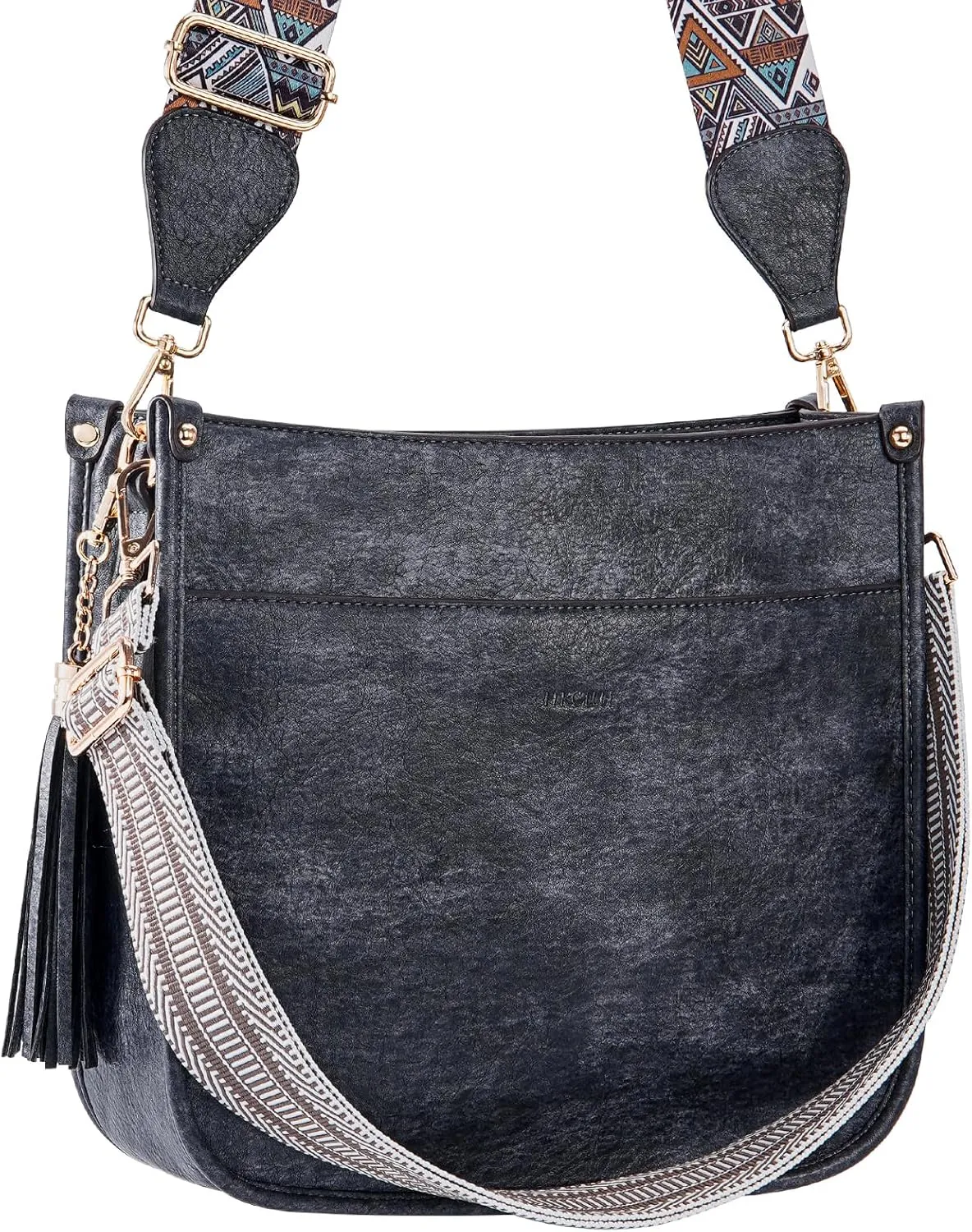 HKCLUF Crossbody Bag Purse for Women 2PCS/Set Leather Hobo Handbag Wallet Set With 2Adjustable Guitar Strap Shoulder Bag