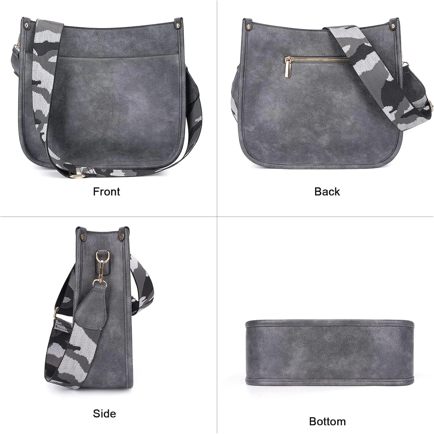 HKCLUF Crossbody Bag Purse for Women 2PCS/Set Leather Hobo Handbag Wallet Set With 2Adjustable Guitar Strap Shoulder Bag