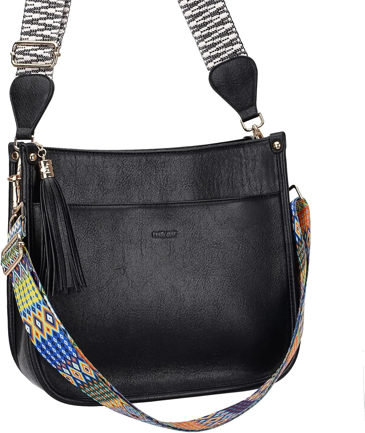 HKCLUF Crossbody Bag Purse for Women 2PCS/Set Leather Hobo Handbag Wallet Set With 2Adjustable Guitar Strap Shoulder Bag