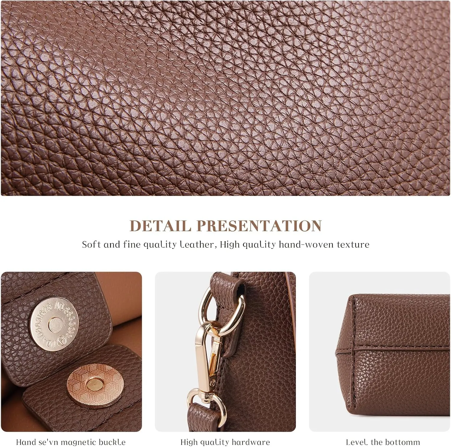 HKCLUF Hobo Bags Purses for Women 2PCS/Set,Soft Vegan Leather Slouchy Shoulder Handbags with Small Crossbody Bags for Women