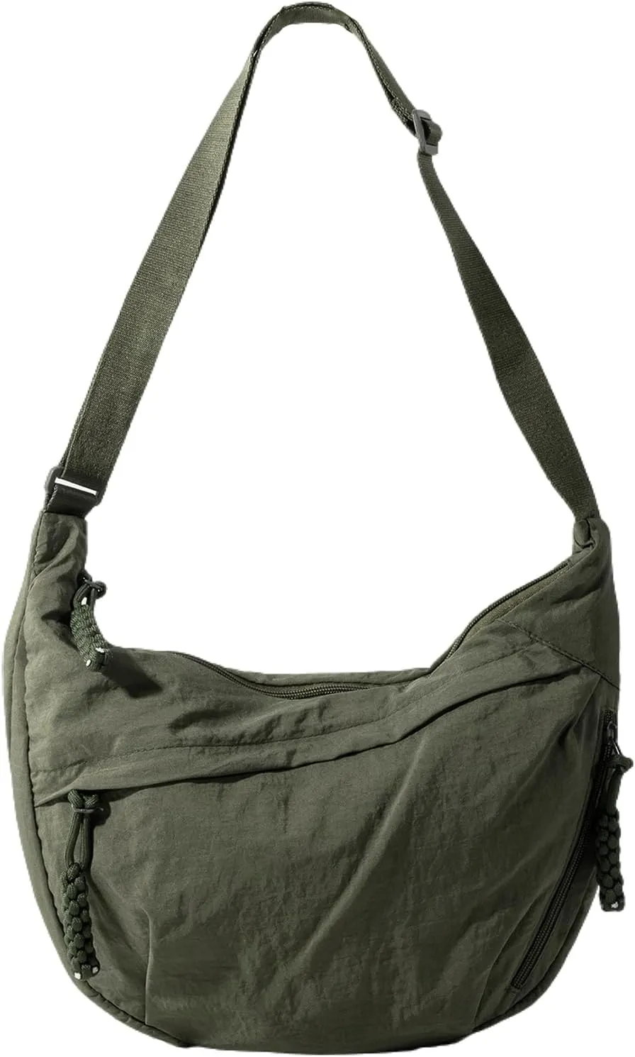 Hobo Bag for Women Men Crescent Crossbody Bag Small Shoulder Nylon Dumpling Bag with Adjustable Strap