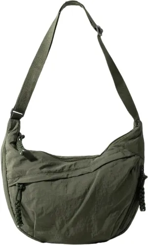 Hobo Bag for Women Men Crescent Crossbody Bag Small Shoulder Nylon Dumpling Bag with Adjustable Strap