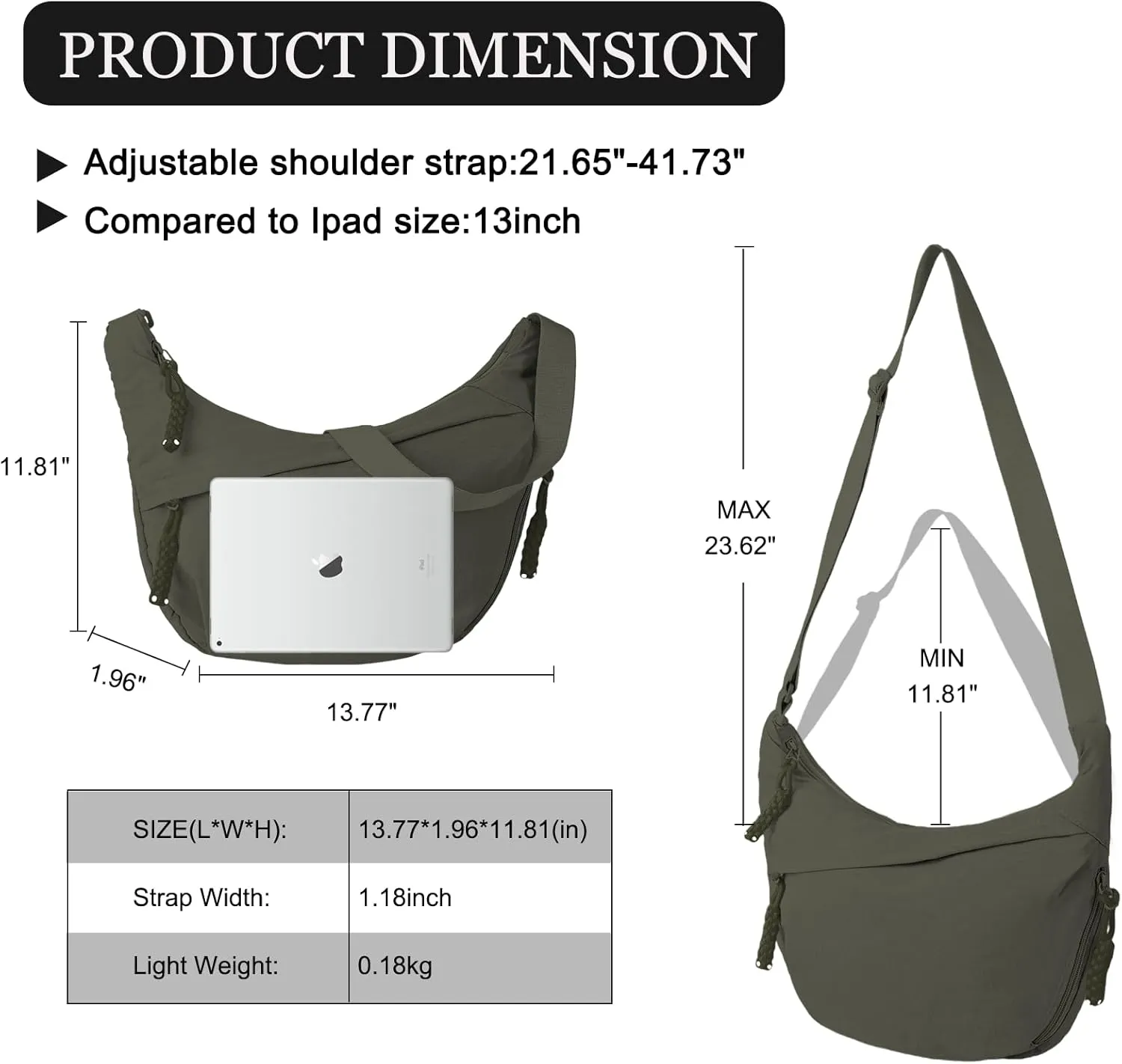Hobo Bag for Women Men Crescent Crossbody Bag Small Shoulder Nylon Dumpling Bag with Adjustable Strap