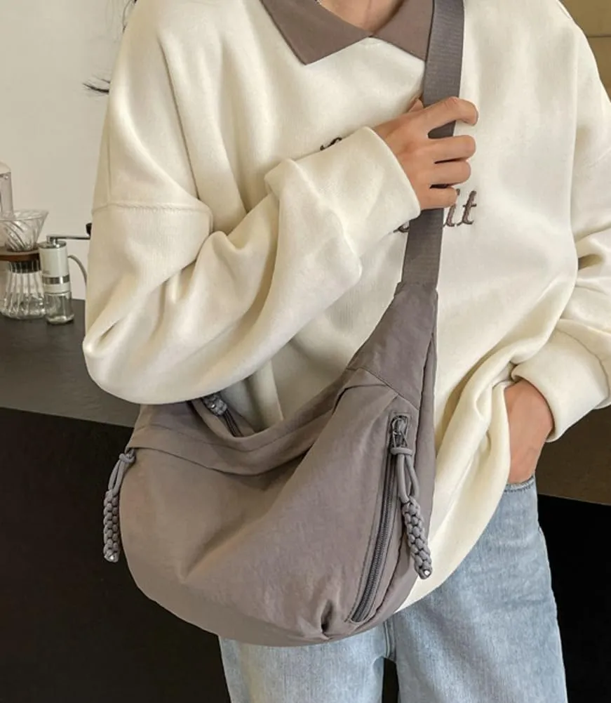 Hobo Bag for Women Men Crescent Shoulder Bag Retro Nylon Canvas Crossbody Bag Slouchy Corduroy Dumpling Bag Purse