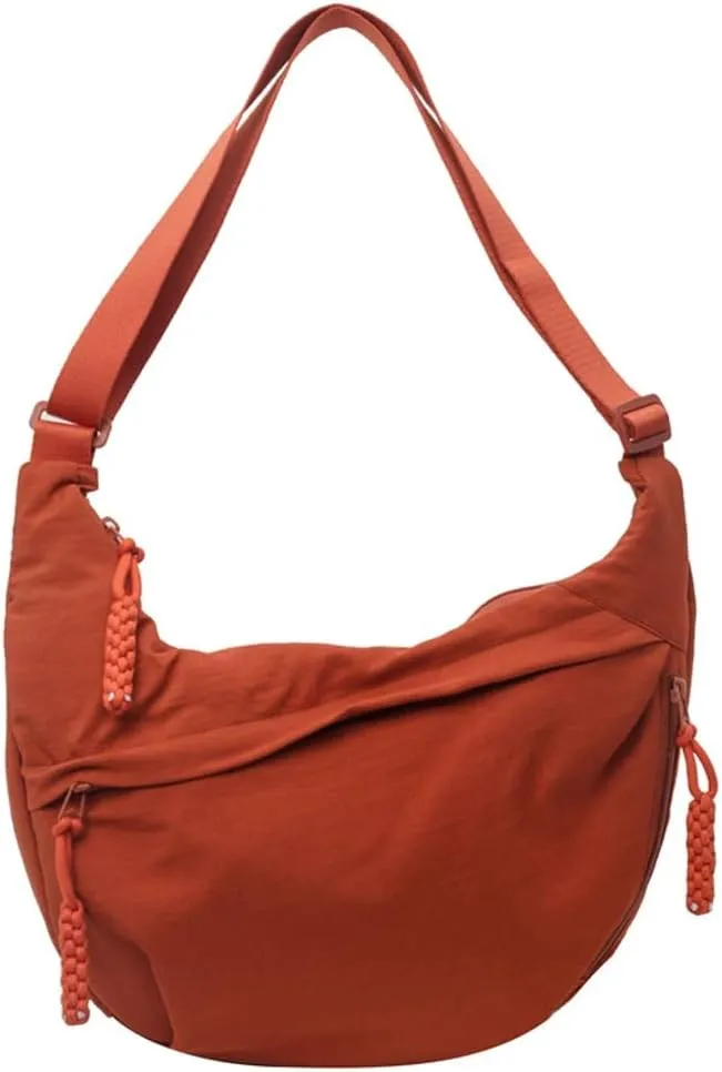 Hobo Bag for Women Men Crescent Shoulder Bag Retro Nylon Canvas Crossbody Bag Slouchy Corduroy Dumpling Bag Purse