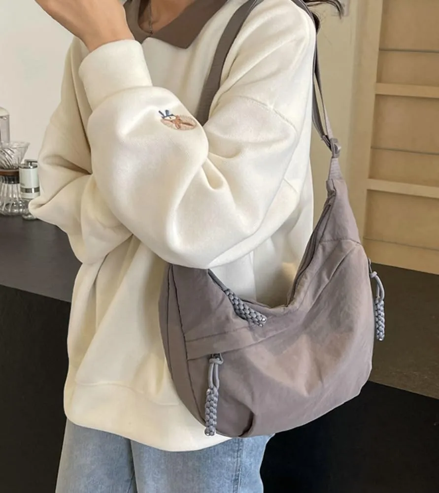 Hobo Bag for Women Men Crescent Shoulder Bag Retro Nylon Canvas Crossbody Bag Slouchy Corduroy Dumpling Bag Purse