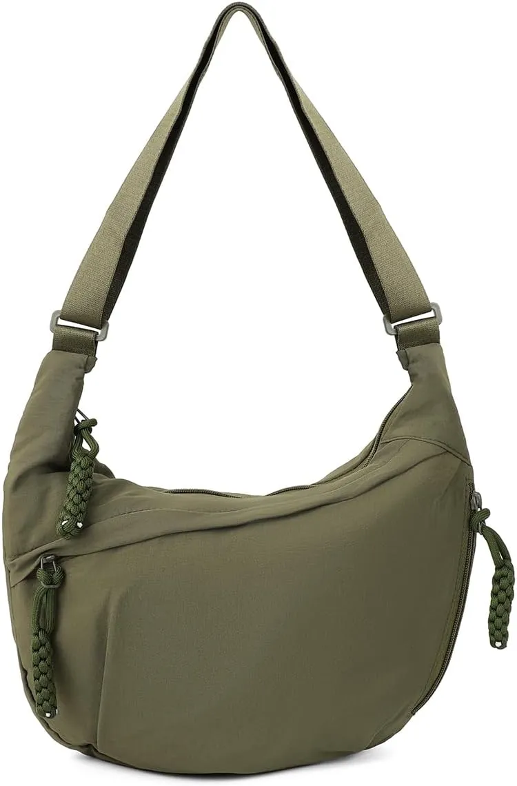 Hobo Bag for Women Men Crescent Shoulder Bag Retro Nylon Canvas Crossbody Bag Slouchy Corduroy Dumpling Bag Purse