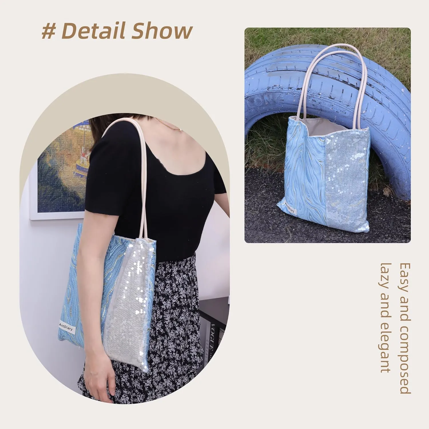 Hobo Bags for Women, Large Capacity Shoulder Tote with Inner Pockets