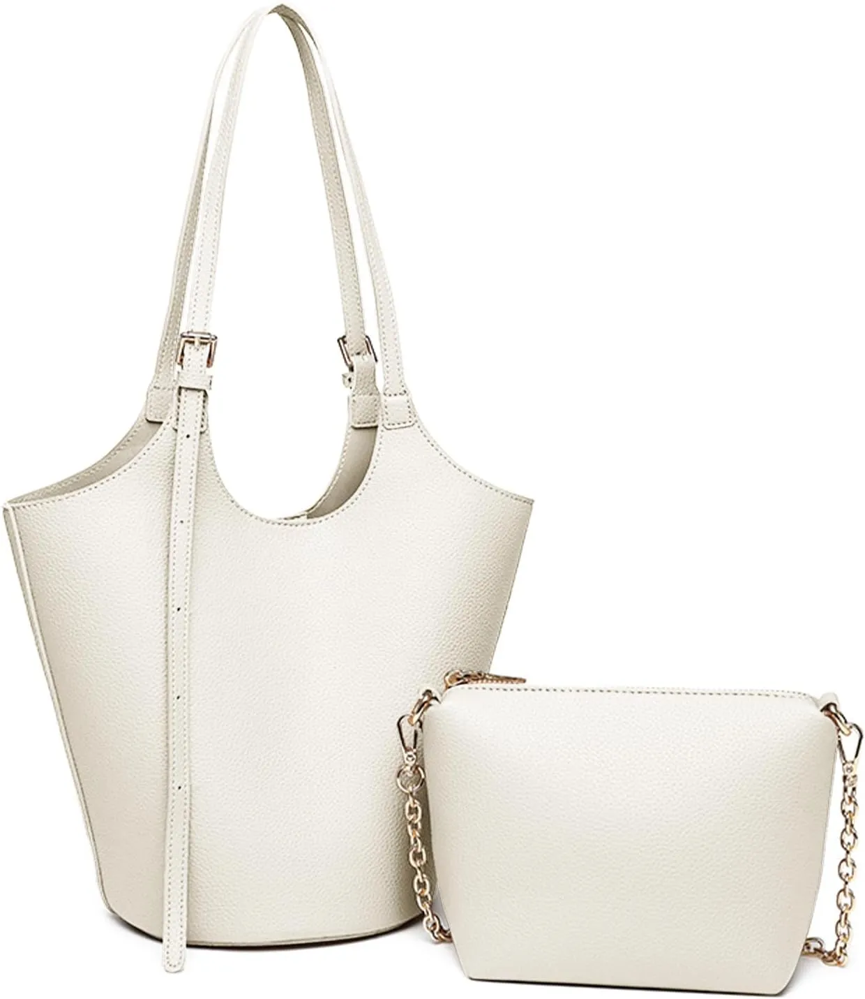 Hobo Bags for Women Leather Bucket Bags Soft Designer Shoulder Purses Ladies Handbags with Coin Purse (White)