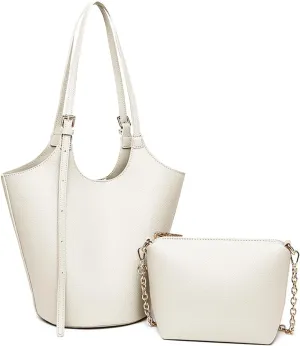 Hobo Bags for Women Leather Bucket Bags Soft Designer Shoulder Purses Ladies Handbags with Coin Purse (White)