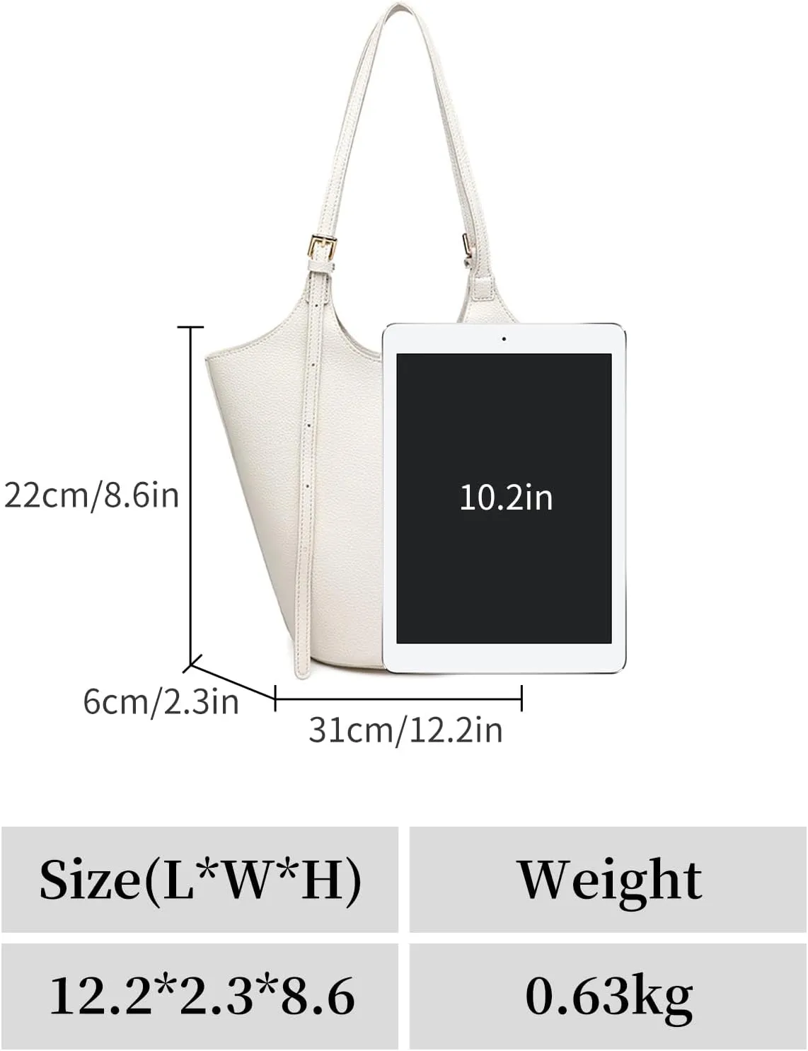 Hobo Bags for Women Leather Bucket Bags Soft Designer Shoulder Purses Ladies Handbags with Coin Purse (White)