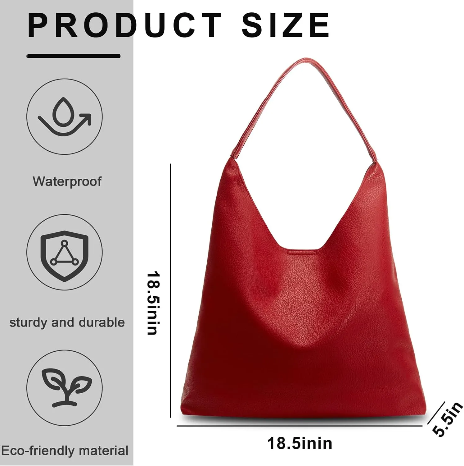 Hobo Bags for Women Soft PU Leather Shoulder Handbag high-capacity Slouchy Tote Purses