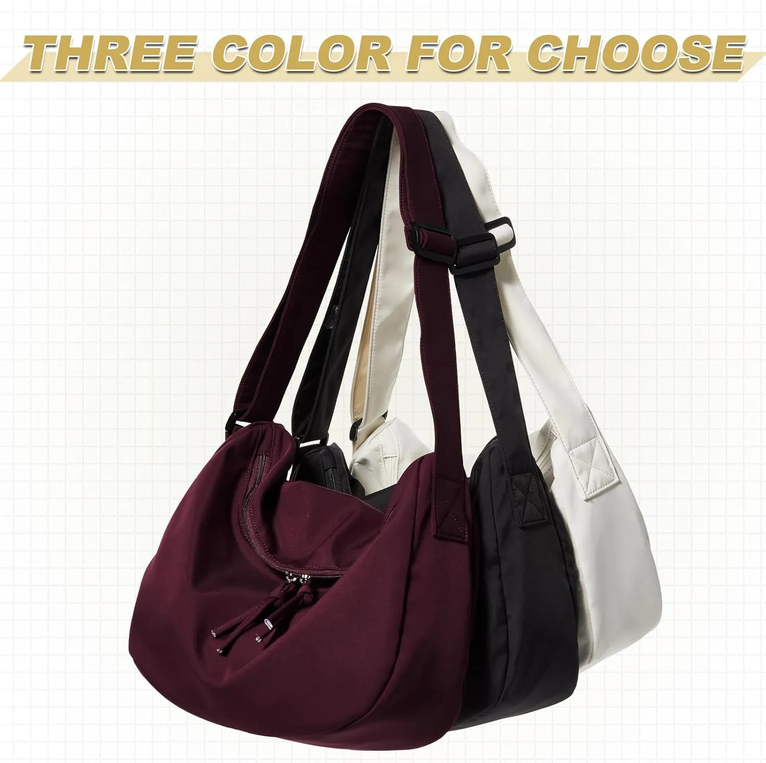 Hobo Crossbody Bag for Women, Nylon Crescent Bag, Trendy Dumpling Cross Body Bag, Half Moon Shoulder Bag