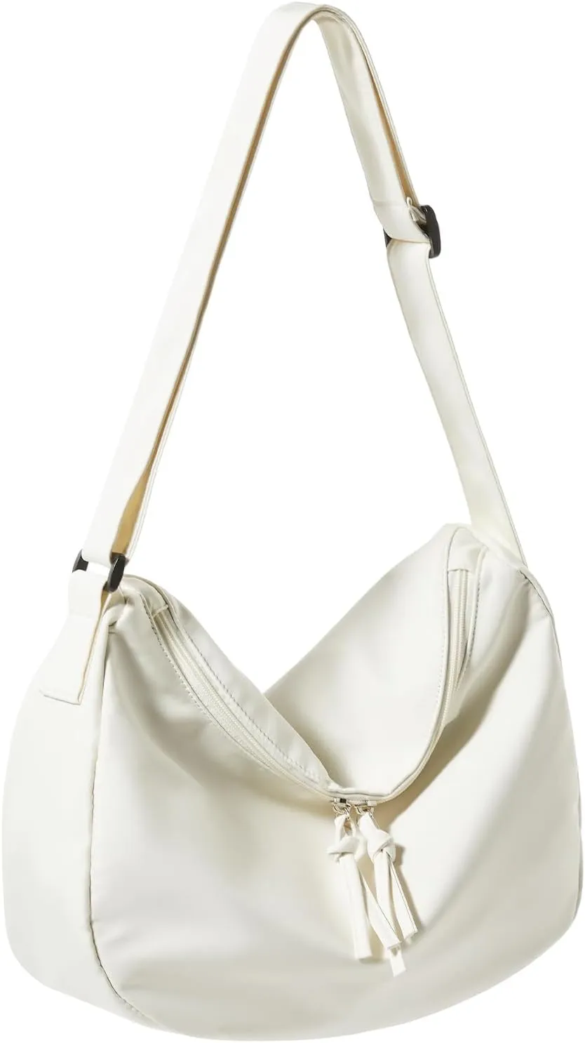 Hobo Crossbody Bag for Women, Nylon Crescent Bag, Trendy Dumpling Cross Body Bag, Half Moon Shoulder Bag