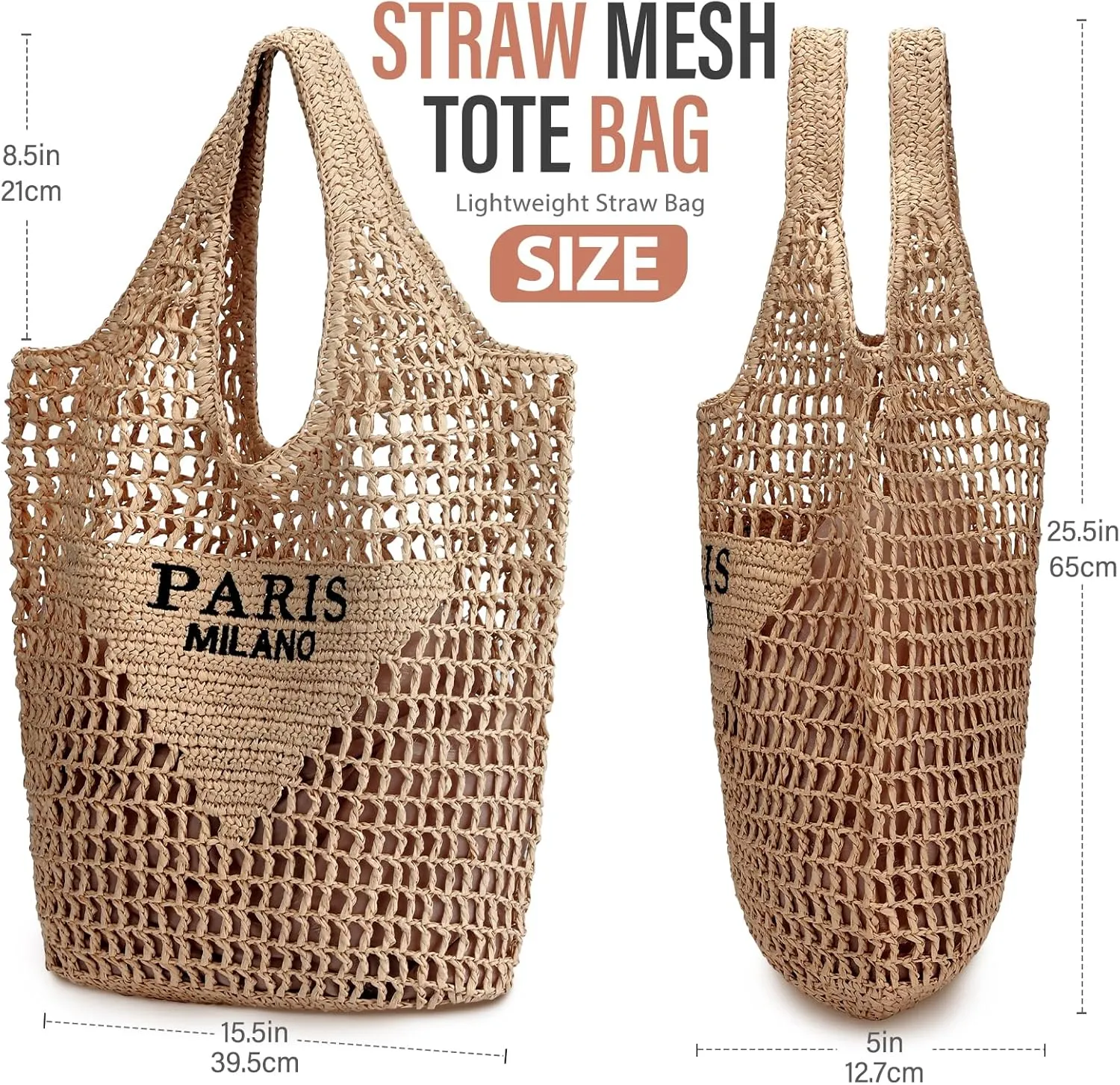Hommtina Straw Beach Bag - Womens Crossbody Shoulder Vacation Purse for Summer