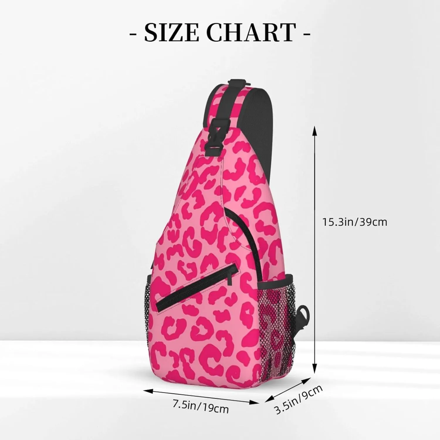 Hot Pink Cheetah Aesthetic Crossbody Bag Cross Chest Bag Adjustable Sling Backpack Sports Gym Shoulder Bags Travel Cycling Daypack Diagonally Casual Rucksack
