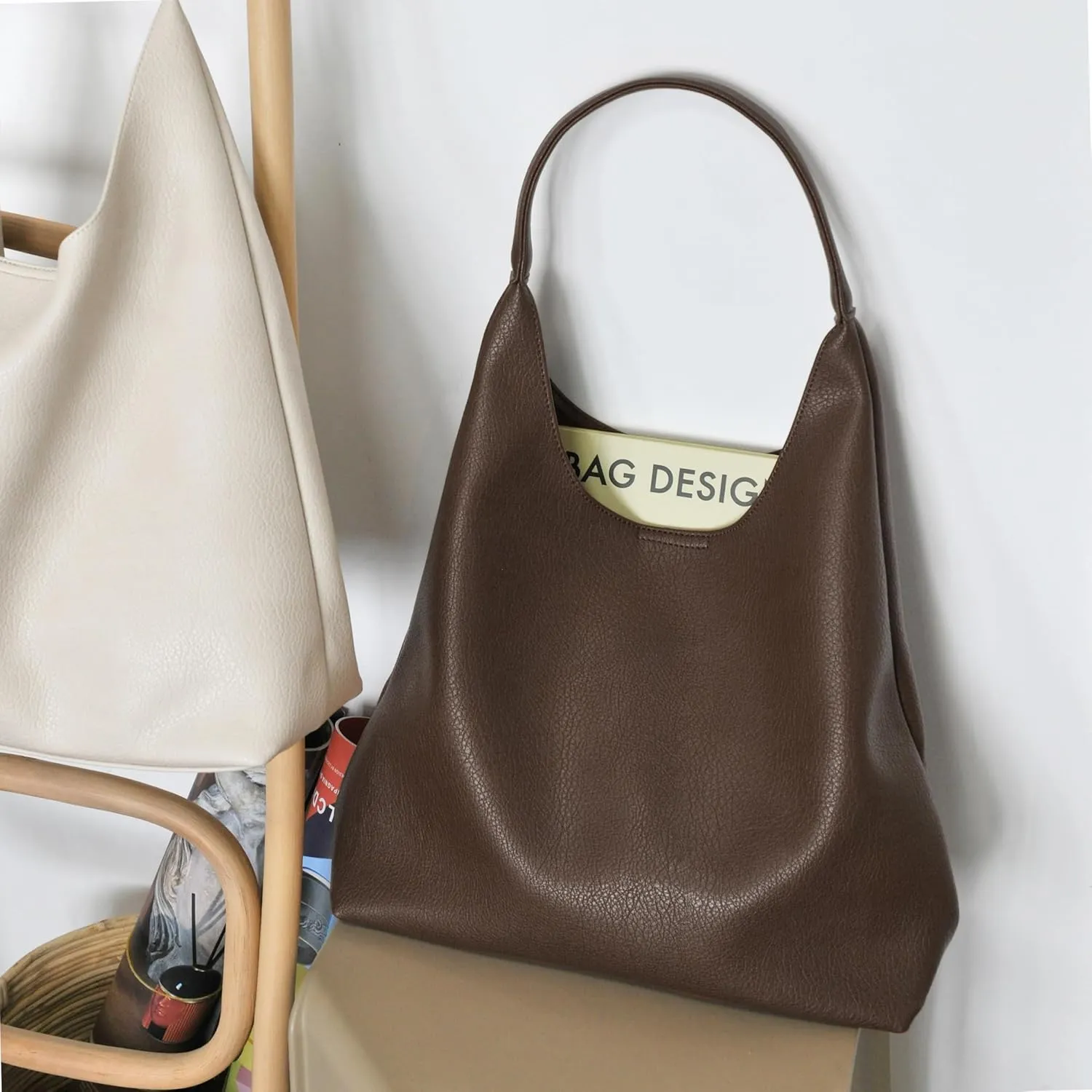 HOXIS Hobo Bags for Women Soft Vegan Leather Shoulder Handbag Slouchy Tote Purses