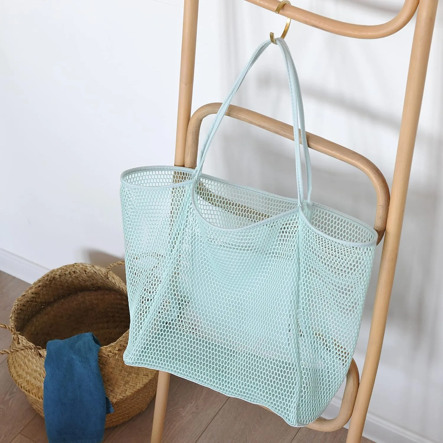 HOXIS Mesh Beach Tote Womens Shoulder Handbag