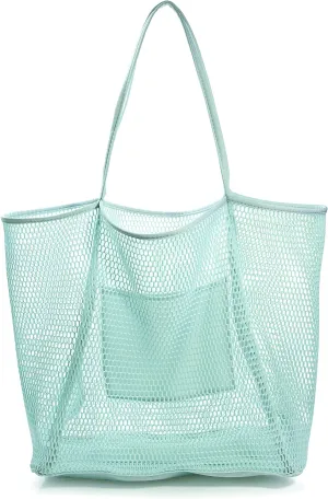 HOXIS Mesh Beach Tote Womens Shoulder Handbag