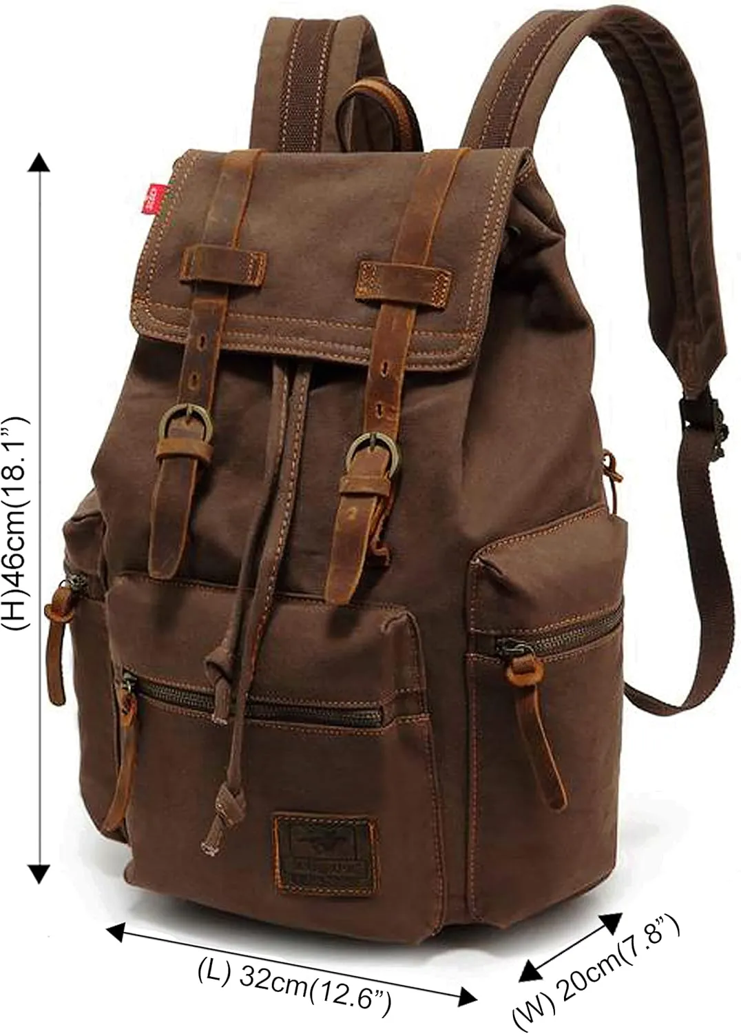 HuaChen Vintage Canvas Backpack, Large Capacity Travel Rucksack for Men Women,Hiking, Camping, School, and Outdoor Activities
