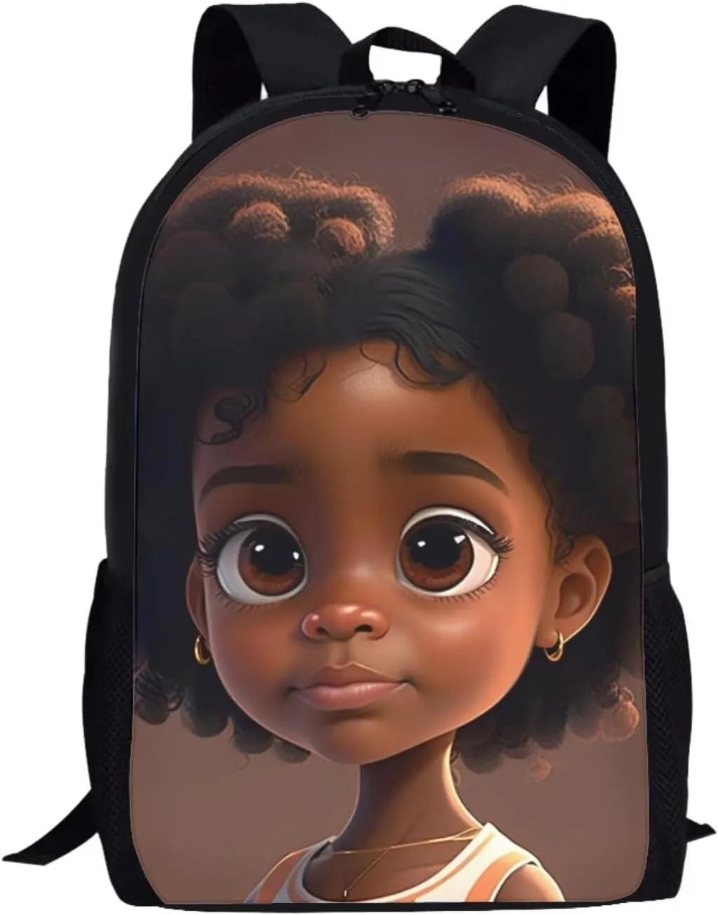 HUIACONG African Girls Backpack for Elementary School Bag with Bottle Pocket Brown Kids Bookbags Girls Ages 9-11 Student Book Bags Hiking Travel Back Packs Lightweight