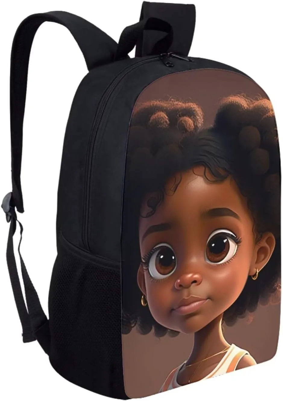 HUIACONG African Girls Backpack for Elementary School Bag with Bottle Pocket Brown Kids Bookbags Girls Ages 9-11 Student Book Bags Hiking Travel Back Packs Lightweight