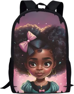 HUIACONG Purple African Girl Backpacks for School 1St 2Nd 3Rd 4Th 5Th 6Th 7Th Grade Personalized School Bags Kids Bookbags for School Book Bags Youth Child Daypack Rucksack