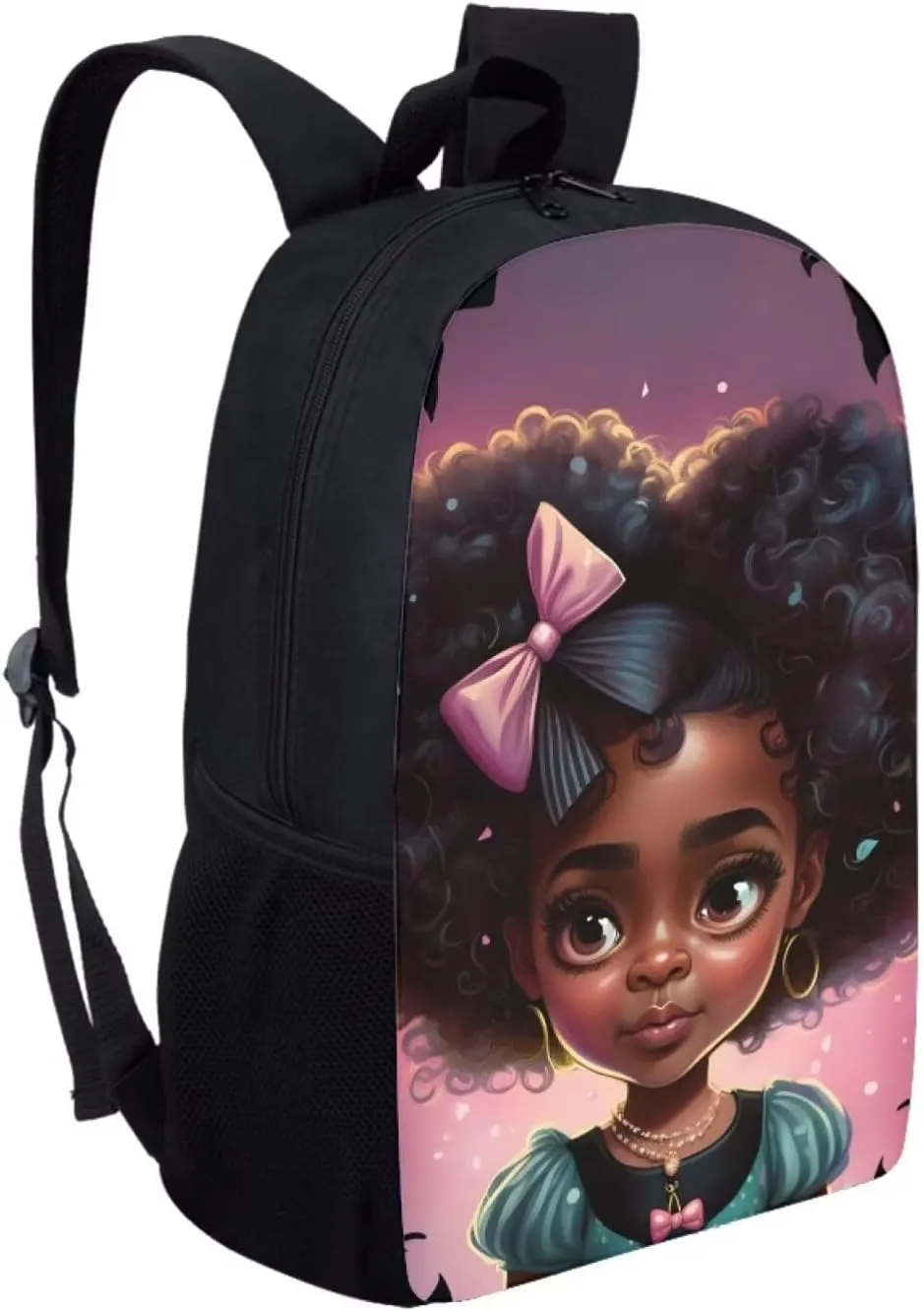 HUIACONG Purple African Girl Backpacks for School 1St 2Nd 3Rd 4Th 5Th 6Th 7Th Grade Personalized School Bags Kids Bookbags for School Book Bags Youth Child Daypack Rucksack