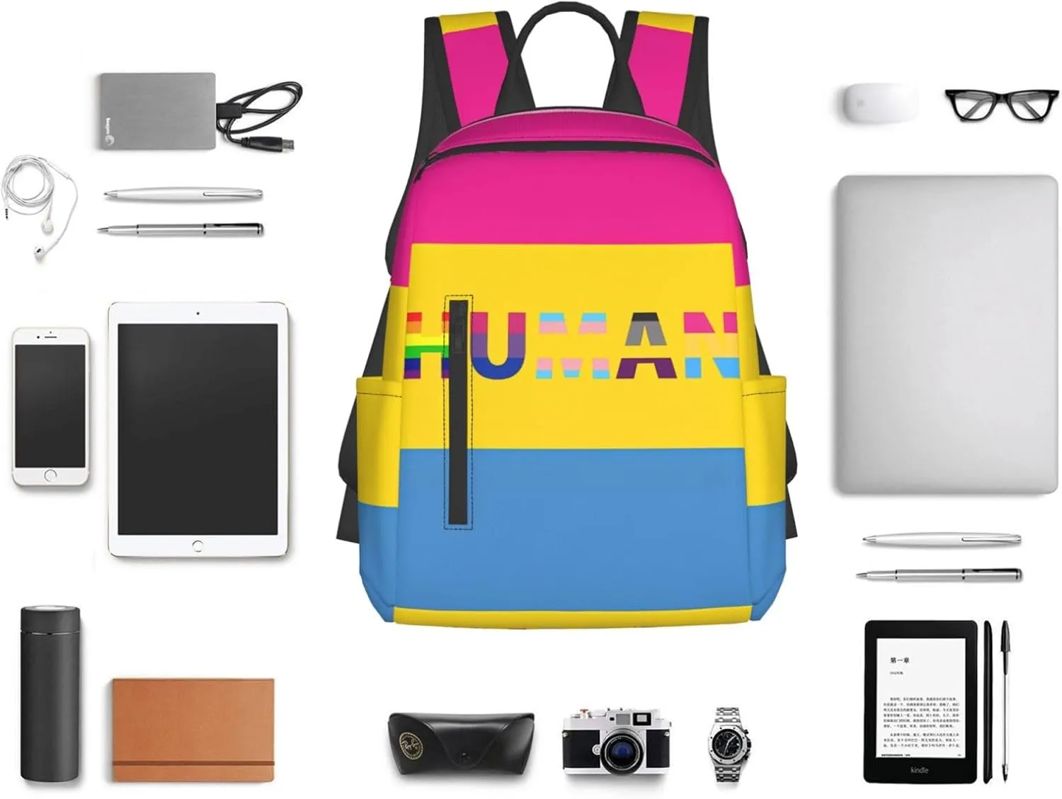 Human LGBT Pride Rainbow Gay Travel Laptop Backpack Casual Backpacks Double Shoulder Daypack Notebook Rucksack Work Bags Sports Bag for Gym Hiking Camping Beach