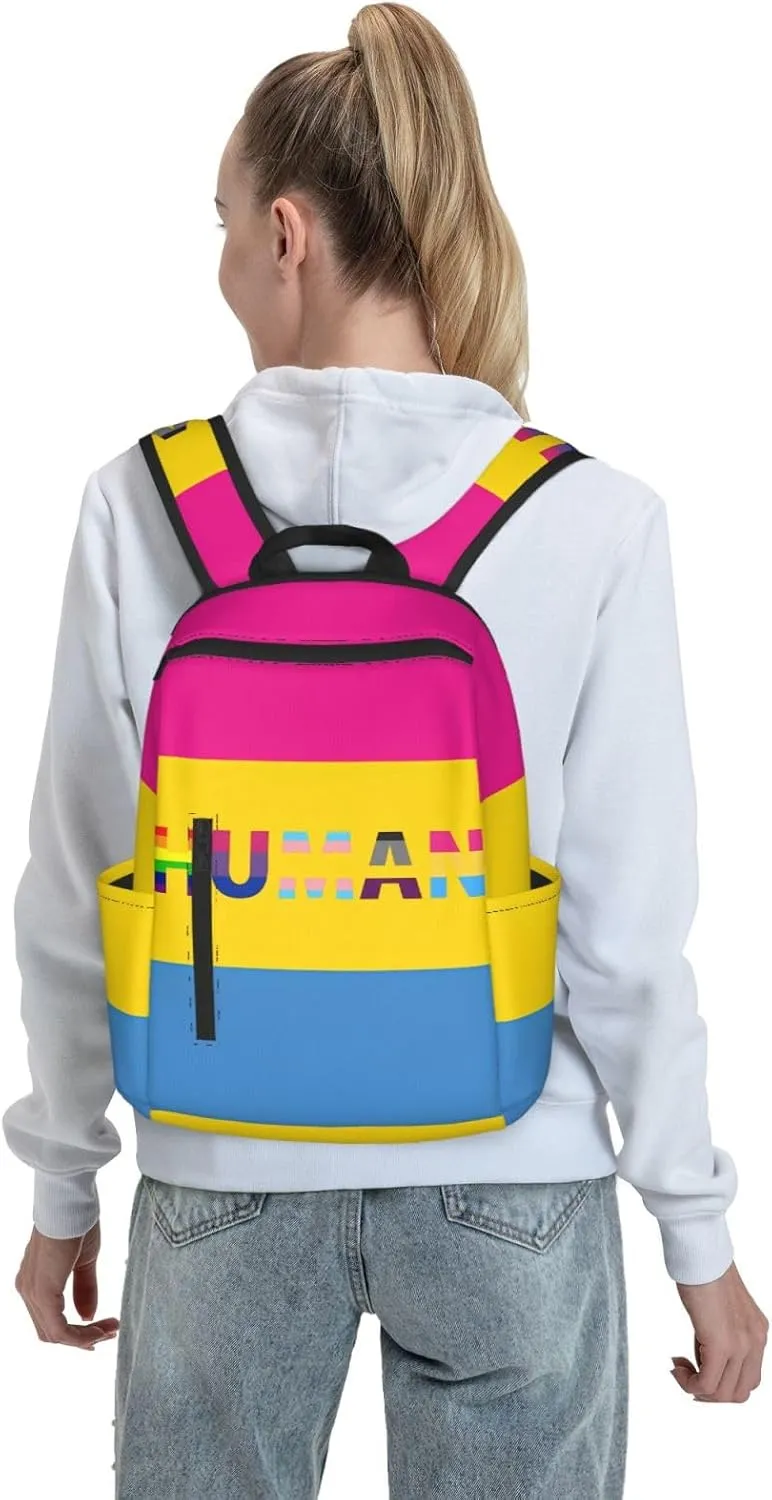 Human LGBT Pride Rainbow Gay Travel Laptop Backpack Casual Backpacks Double Shoulder Daypack Notebook Rucksack Work Bags Sports Bag for Gym Hiking Camping Beach