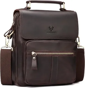 HUMERPAUL Leather Messenger Bag for Men, Shoulder Crossbody Bag with Adjustable Straps for Work Business