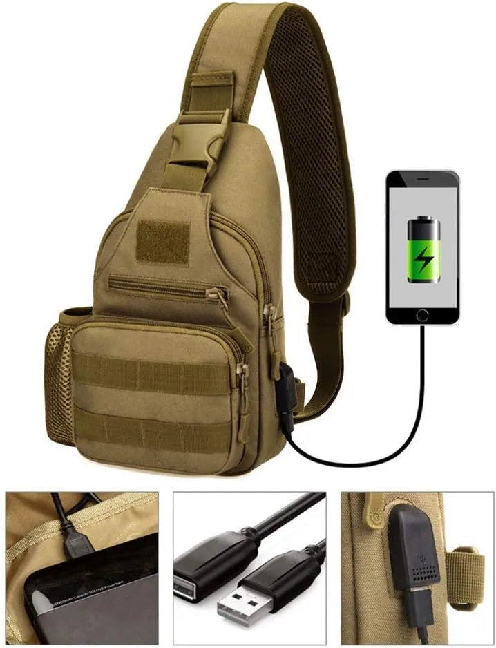 HUNTVP Small Tactical Sling Chest Pack Bag Molle Daypack Backpack Military Crossbody (Type2-Camo)