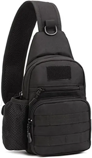 Huntvp Small Tactical Sling Chest Pack Bag Molle Daypack Backpack Military Crossbody，Type1- Black