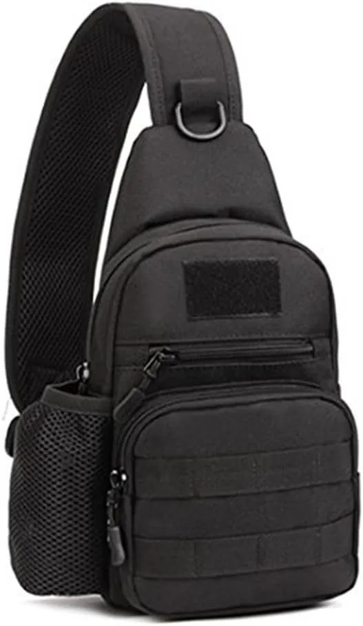 Huntvp Small Tactical Sling Chest Pack Bag Molle Daypack Backpack Military Crossbody，Type1- Black
