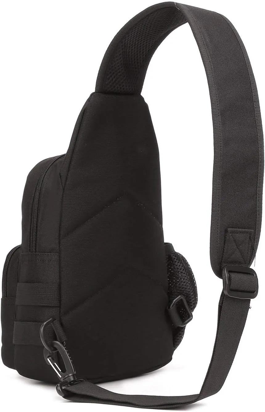 Huntvp Small Tactical Sling Chest Pack Bag Molle Daypack Backpack Military Crossbody，Type1- Black