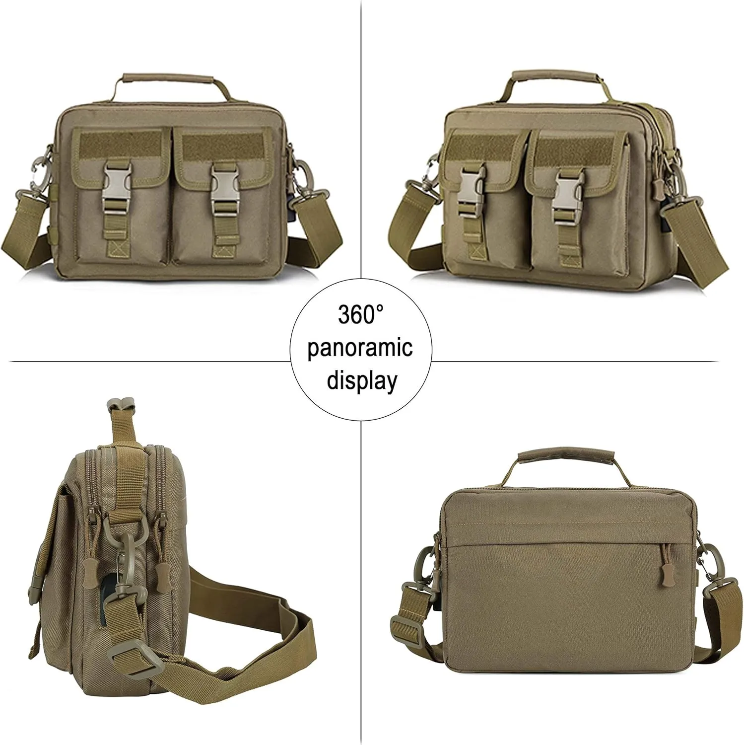 HUNTVP Tactical Messenger Bag Multifunction Nylon Shoulder Briefcase Handbags with USB Port