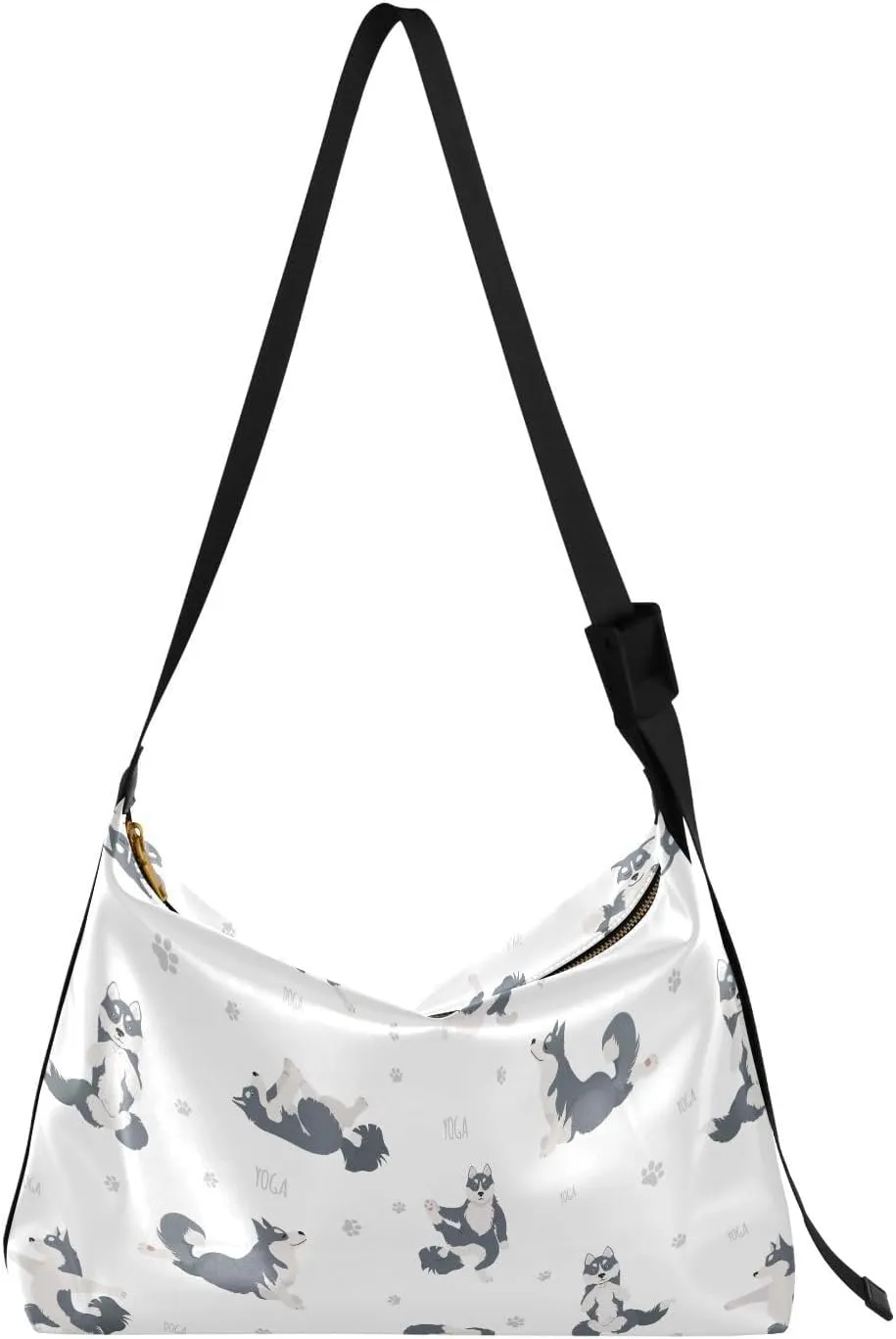Husky Dog Exercises Hobo Crossbody Bags for Women Leather Large Shoulder Bag Cross Body Yoga Dogs Poses Trendy Womens Tote Bags Handbag for Travel Shopping