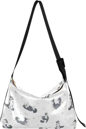 Husky Dog Exercises Hobo Crossbody Bags for Women Leather Large Shoulder Bag Cross Body Yoga Dogs Poses Trendy Womens Tote Bags Handbag for Travel Shopping