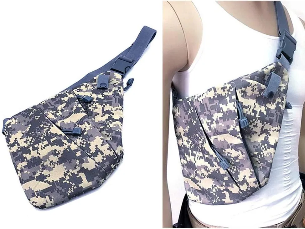 HWZ Men's Lightweight Anti-Theft Waterproof Casual Sling Chest Crossbody Messenger Gun Shoulder Bag