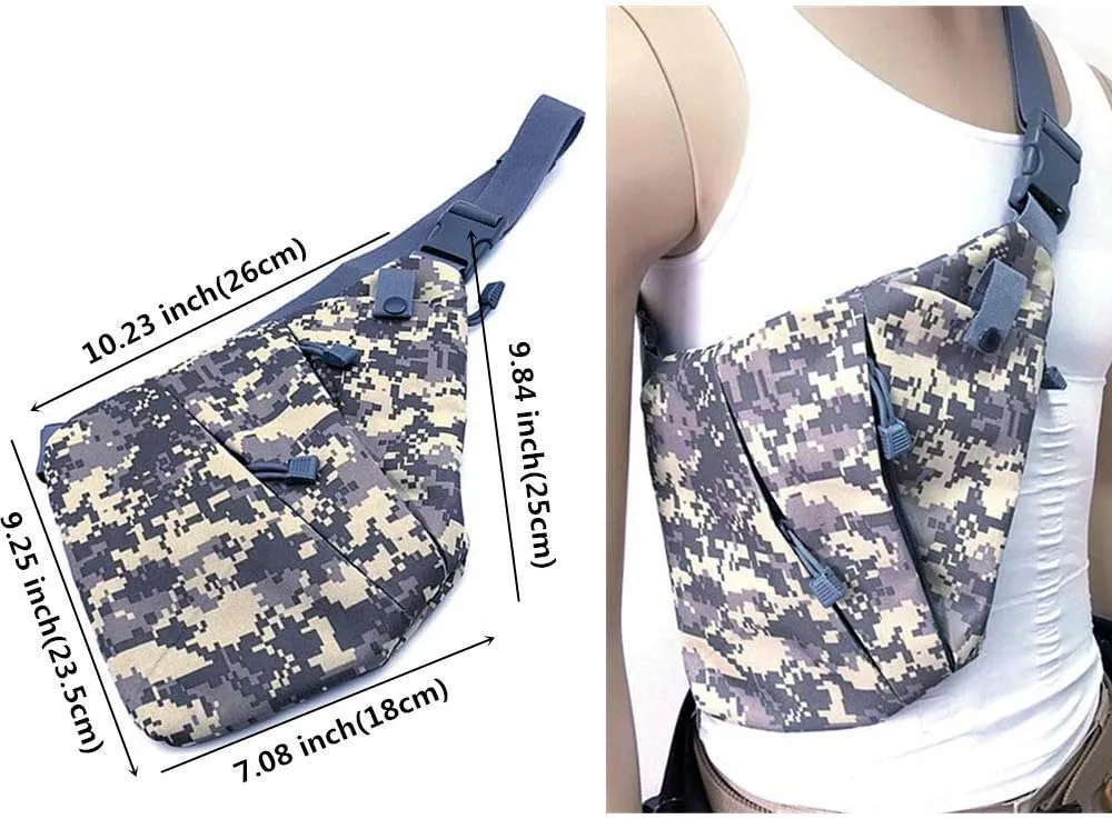 HWZ Men's Lightweight Anti-Theft Waterproof Casual Sling Chest Crossbody Messenger Gun Shoulder Bag