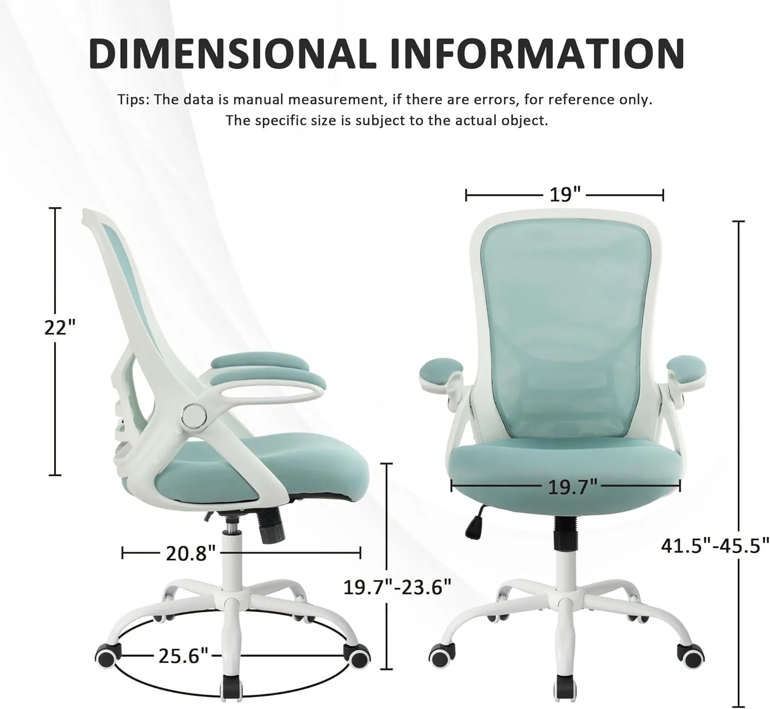 HYLONE Ergonomic Office Chair, Desk Chair Home Mesh Office Chair Flip Up Arms Task Chair