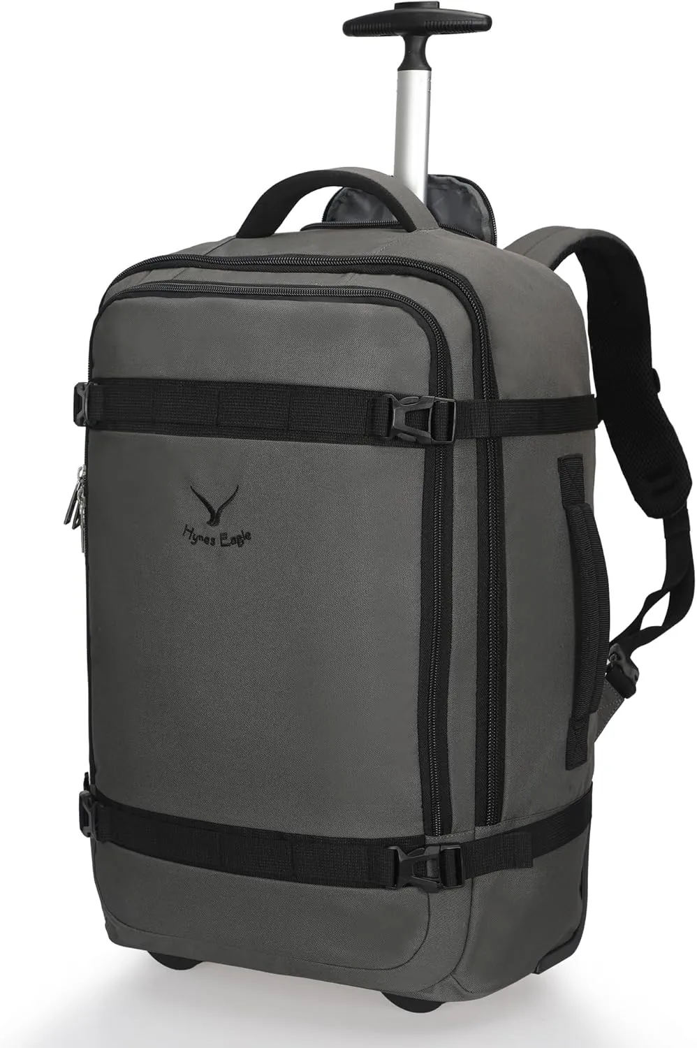 Hynes Eagle Rolling Backpack 42L Backpack with Wheels Airline Approved Carry on Luggage Laptop Travel Suitcase Bag for Women Men Dark Grey