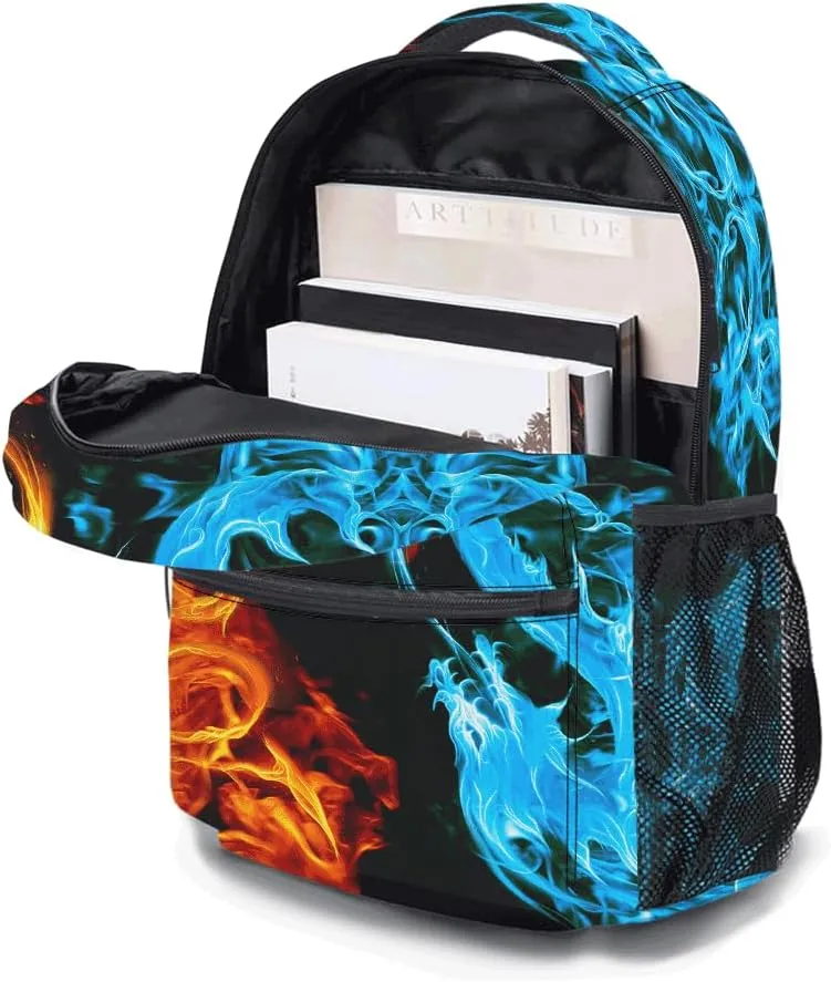 Ice & Fire Dragon Backpack, Lightweight Durable Laptop Bag 3D Printed Daypack with Multiple Pockets, Stylish Shoulders Backpack(Ice & Fire Dragon)